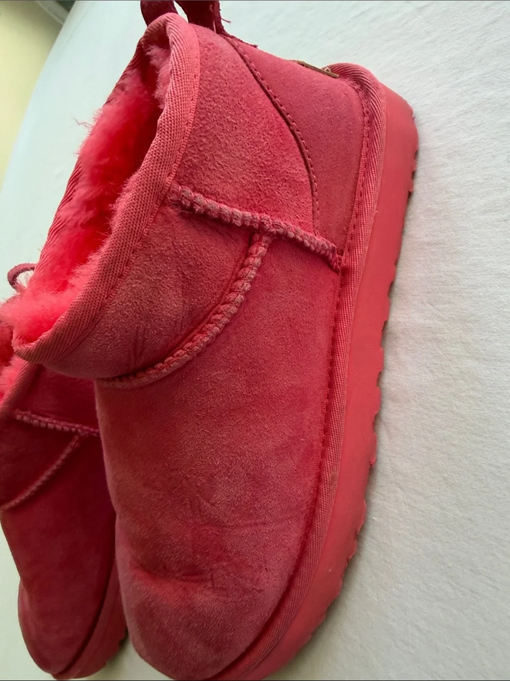 Ugg Plush Pink mini Shearling Slip-On Boots